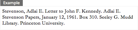 Citation of a letter from an archive